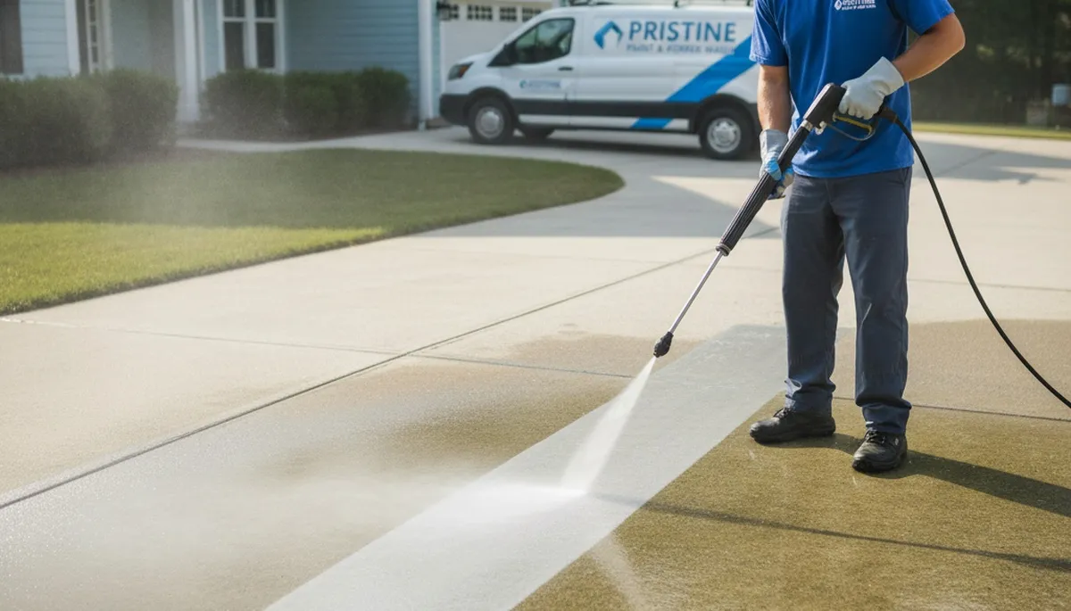 Concrete pressure cleaning in Burlington, MA for driveways, walkways, and patios by Burlington Paint Pros