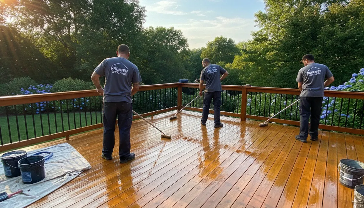 Deck sealing service in Burlington, MA to protect wood decks from weather and moisture