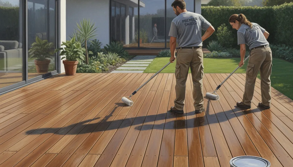 Deck sealing service in Burlington, MA by Burlington Paint Pros to protect decks from weather damage