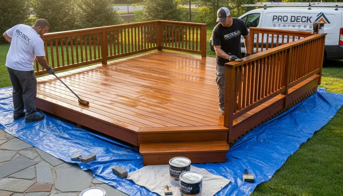 Deck staining in Burlington, MA by Burlington Paint Pros protects wood from weather and wear