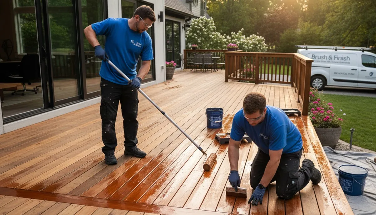 Professional deck staining in Burlington, MA to protect wood from weather and moisture