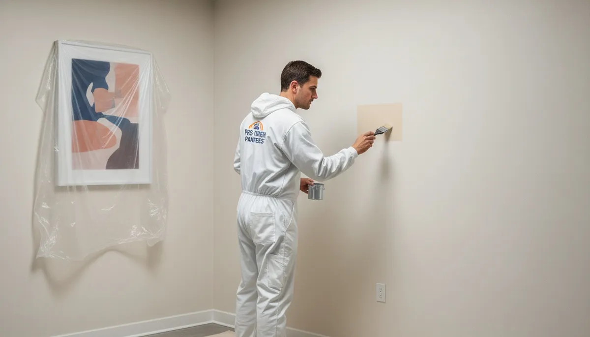 Paint pros performing touch-up repairs in Burlington, MA for scuffs, peeling, and weathered paint